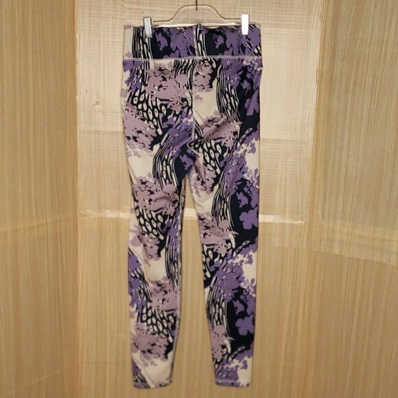 Roaman's Purple Floral Athletic Leggings 12 - Picture 4 of 8
